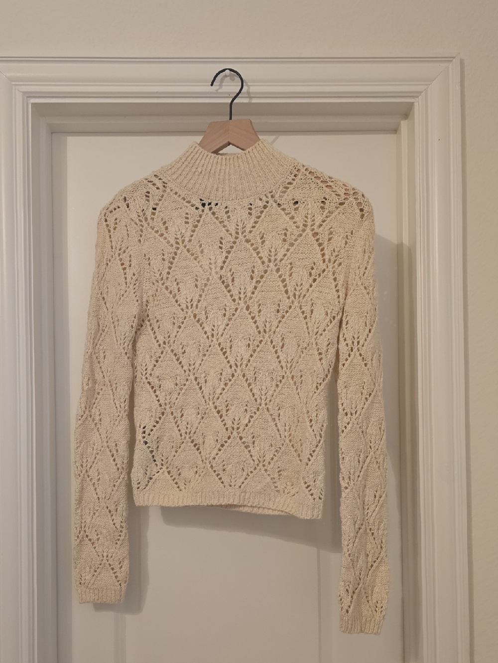 NWT - Mango Cream Lace Knit Turtleneck Sweater